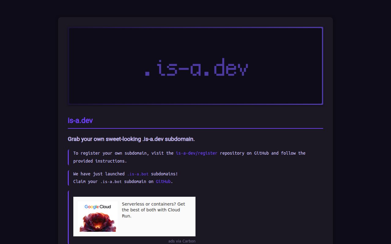 Screenshot of register (is-a.dev)