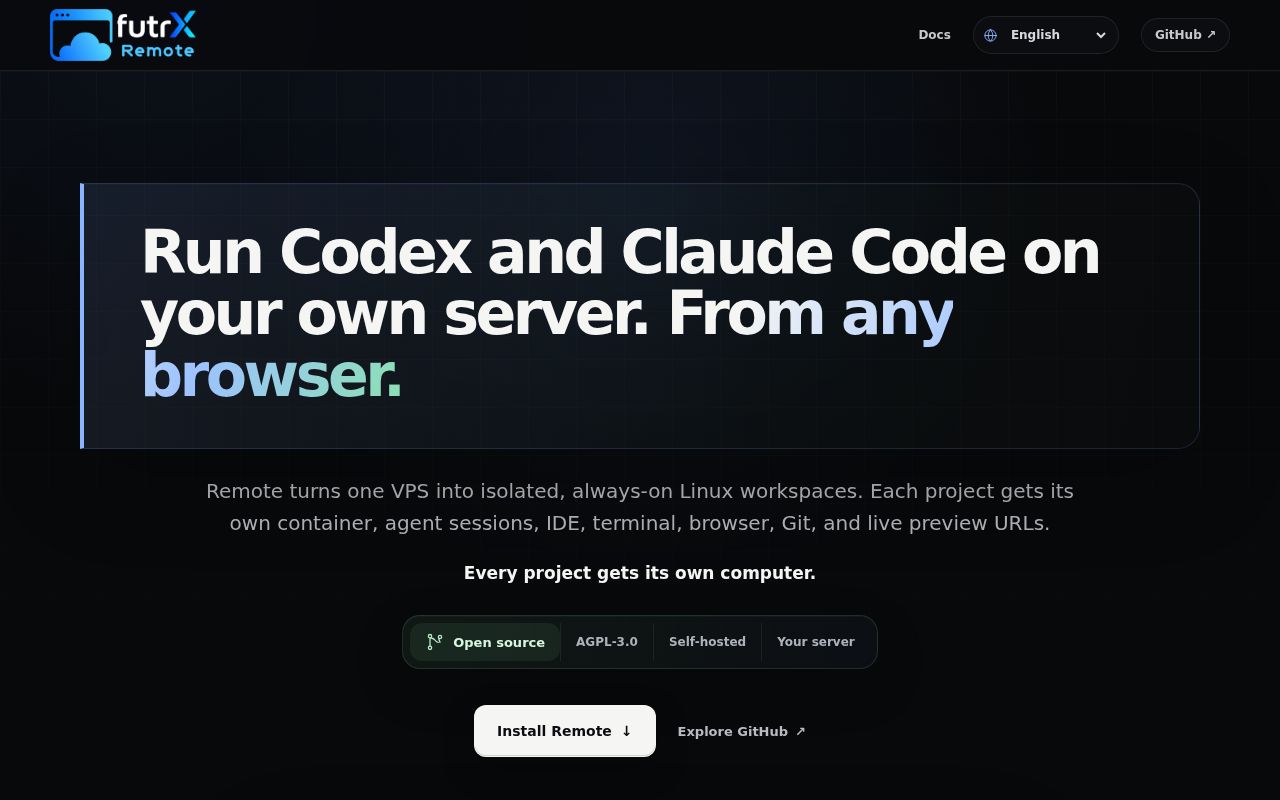 Screenshot of remote.futrx (remote.futrx.com)