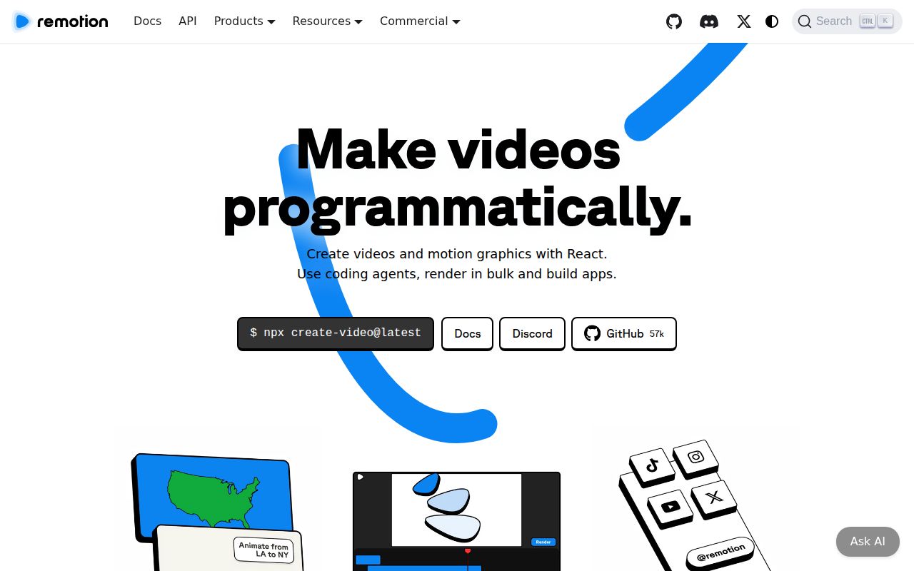 Screenshot of remotion (remotion.dev)
