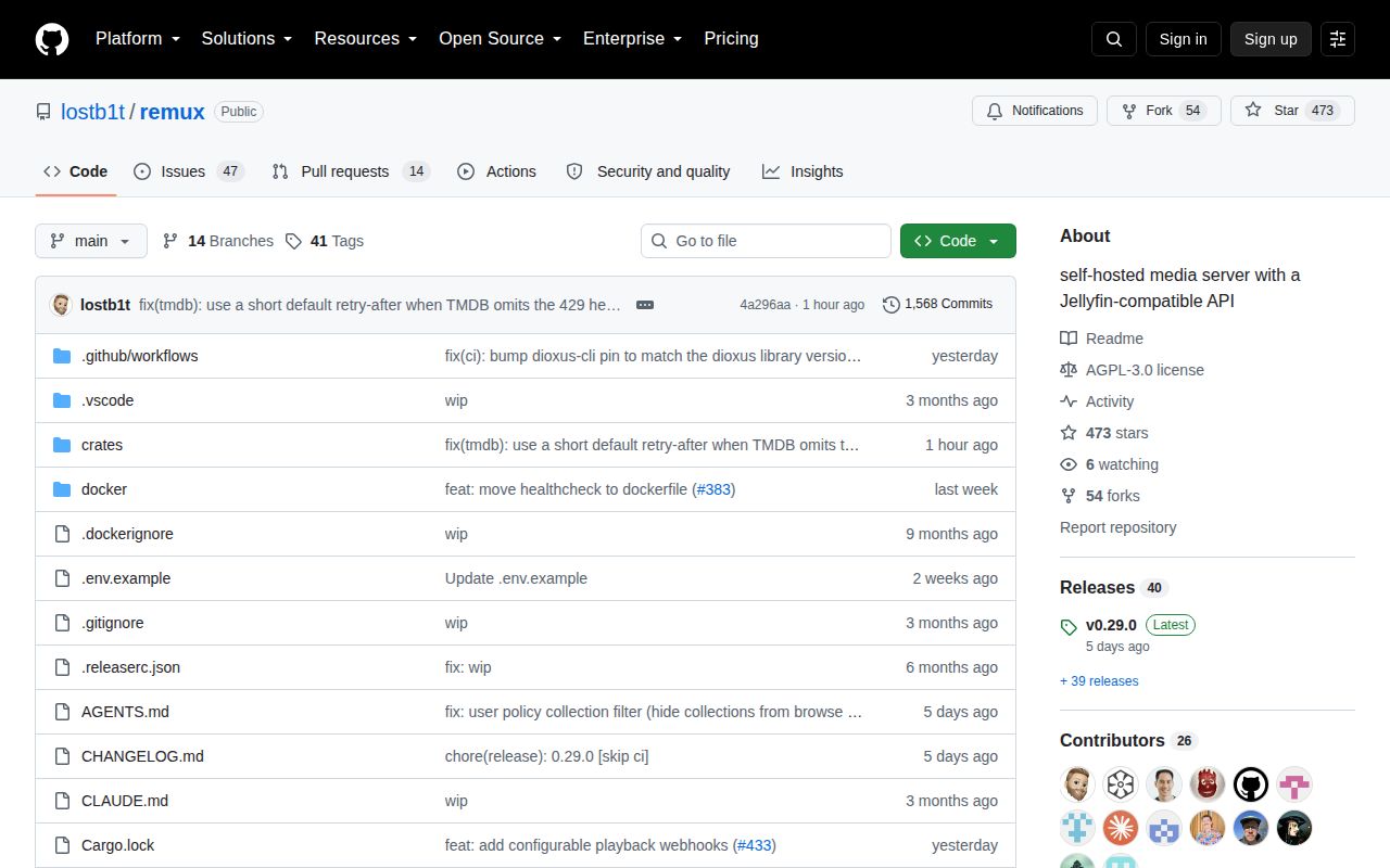 Screenshot of remux (github.com/lostb1t/remux)