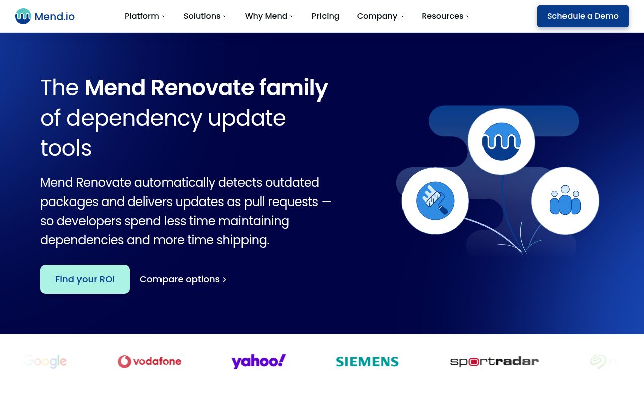 Screenshot of renovate (mend.io/renovate)