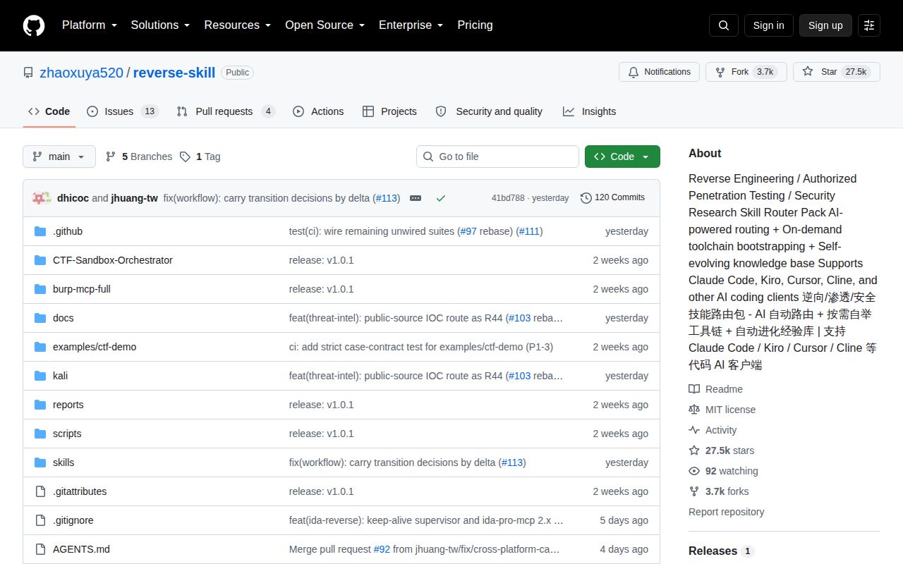 Screenshot of reverse-skill (github.com/zhaoxuya520/reverse-skill)