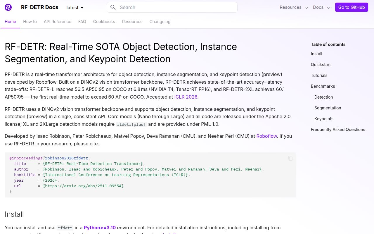 Screenshot of rf-detr (rfdetr.roboflow.com)