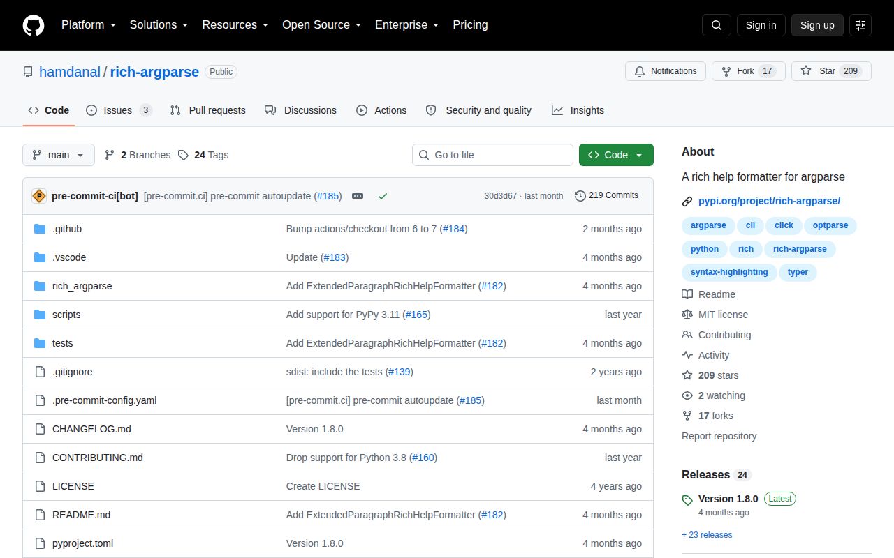 Screenshot of rich-argparse documentation