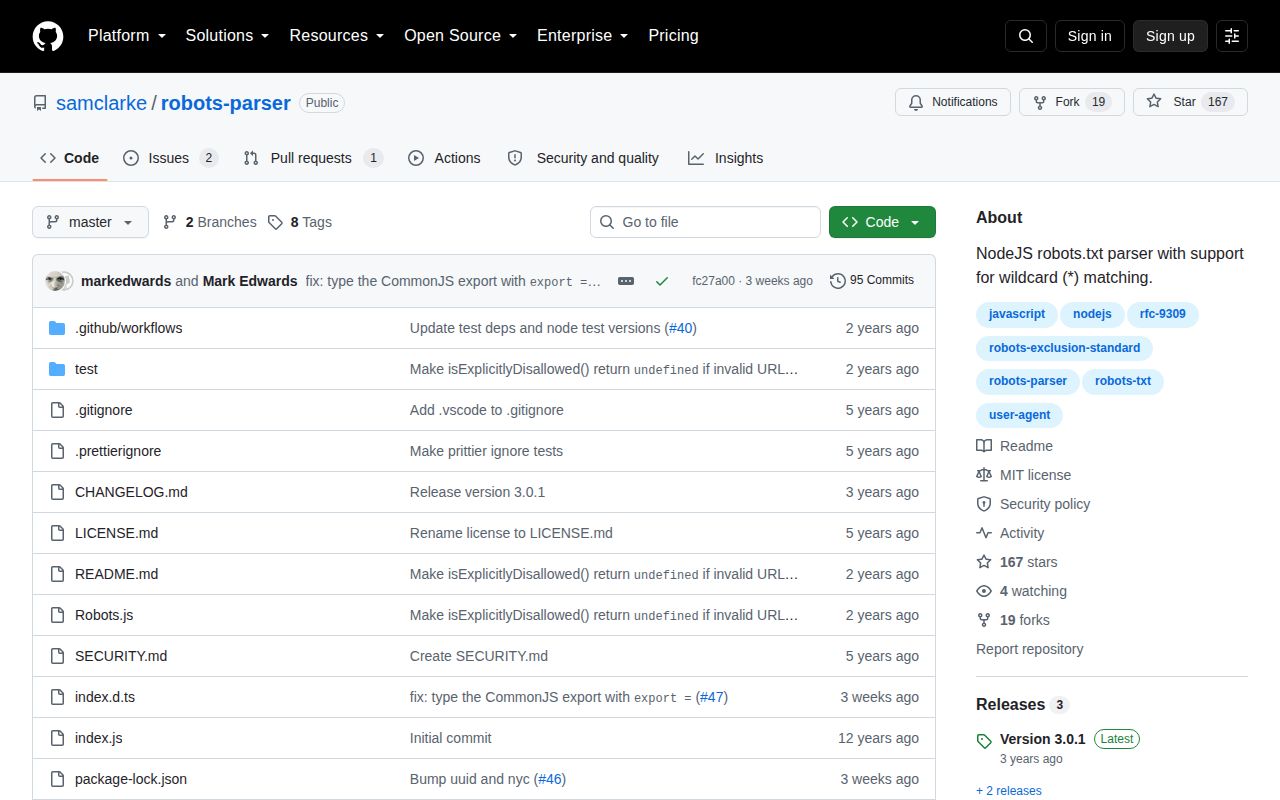Screenshot of robots-parser documentation