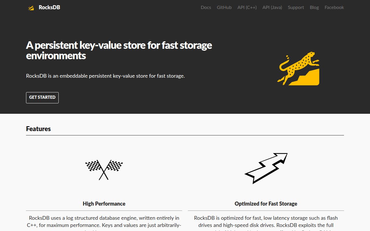 Screenshot of rocksdb (rocksdb.org)