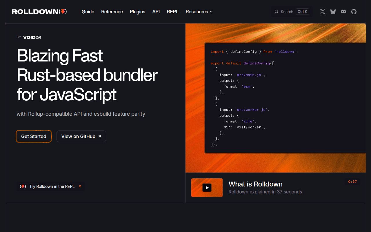 Screenshot of rolldown (rolldown.rs)