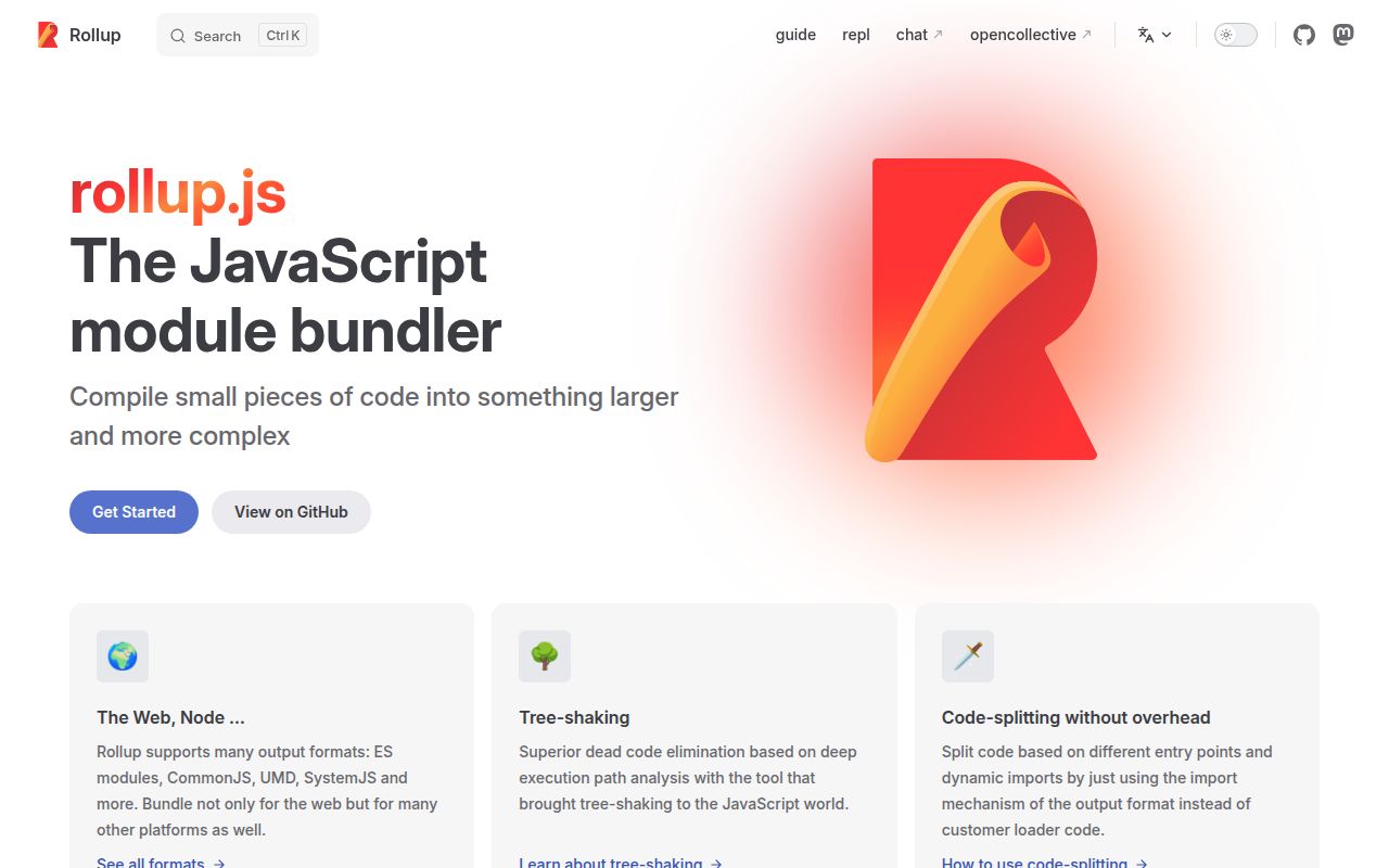 Screenshot of rollup documentation