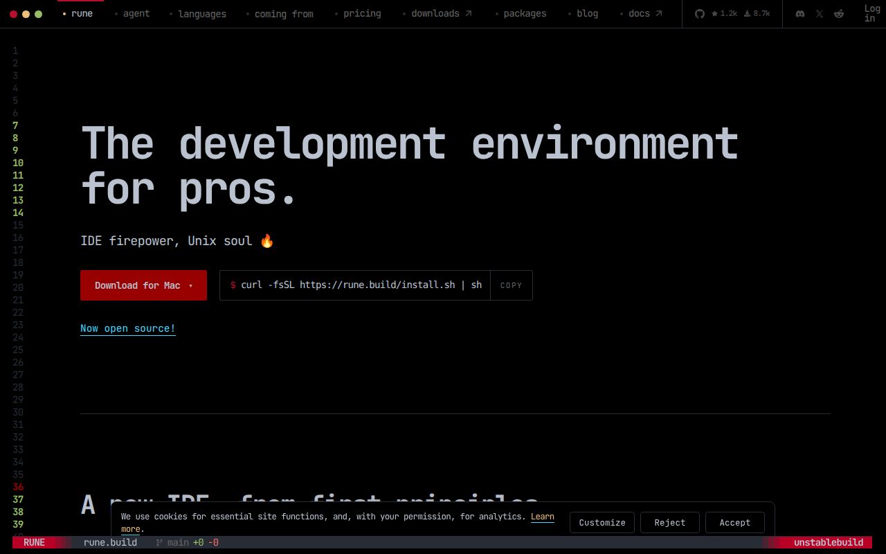 Screenshot of rune (rune.build)