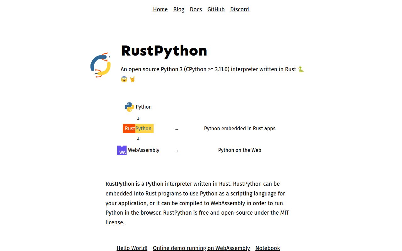Screenshot of RustPython (rustpython.github.io)