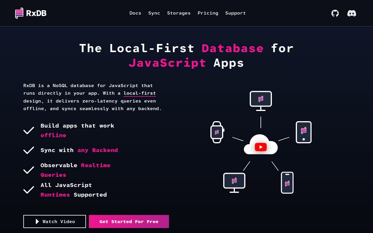 Screenshot of rxdb (rxdb.info)