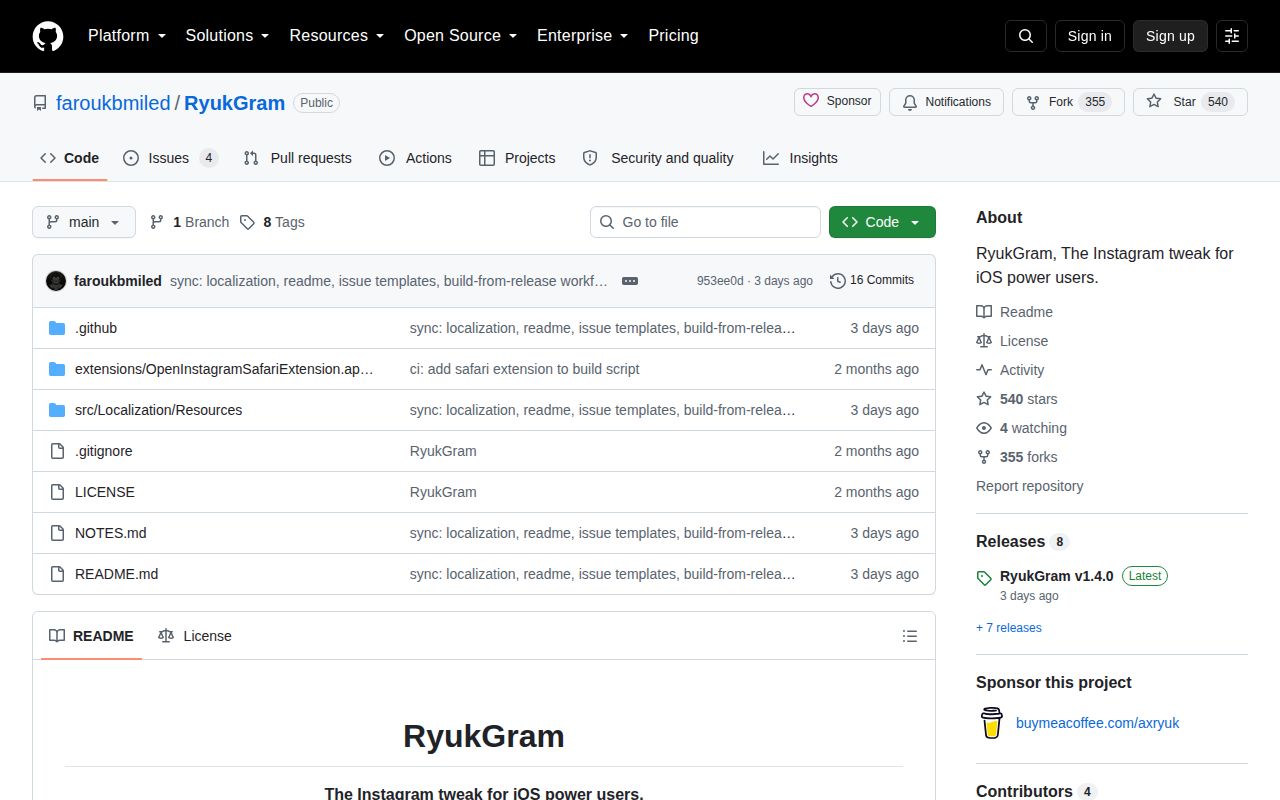Screenshot of RyukGram (github.com/faroukbmiled/RyukGram)