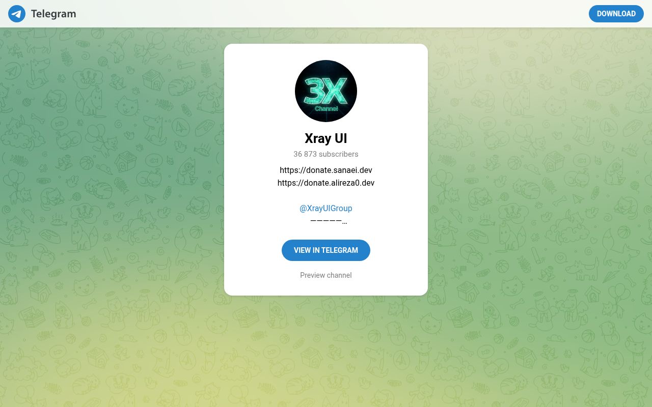 Screenshot of s-ui (t.me/XrayUI)