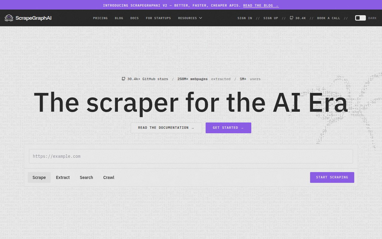 Screenshot of Scrapegraph-ai (scrapegraphai.com)