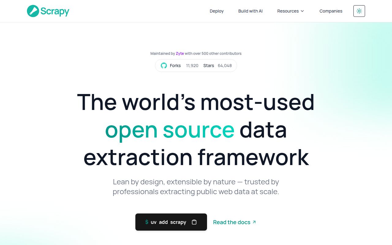 Screenshot of scrapy (scrapy.org)