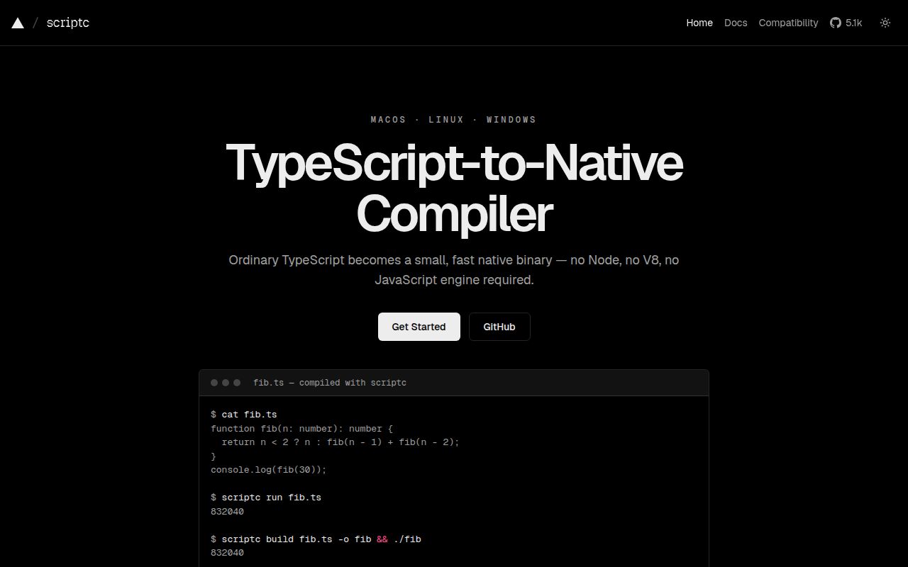 Screenshot of scriptc (scriptc.dev)