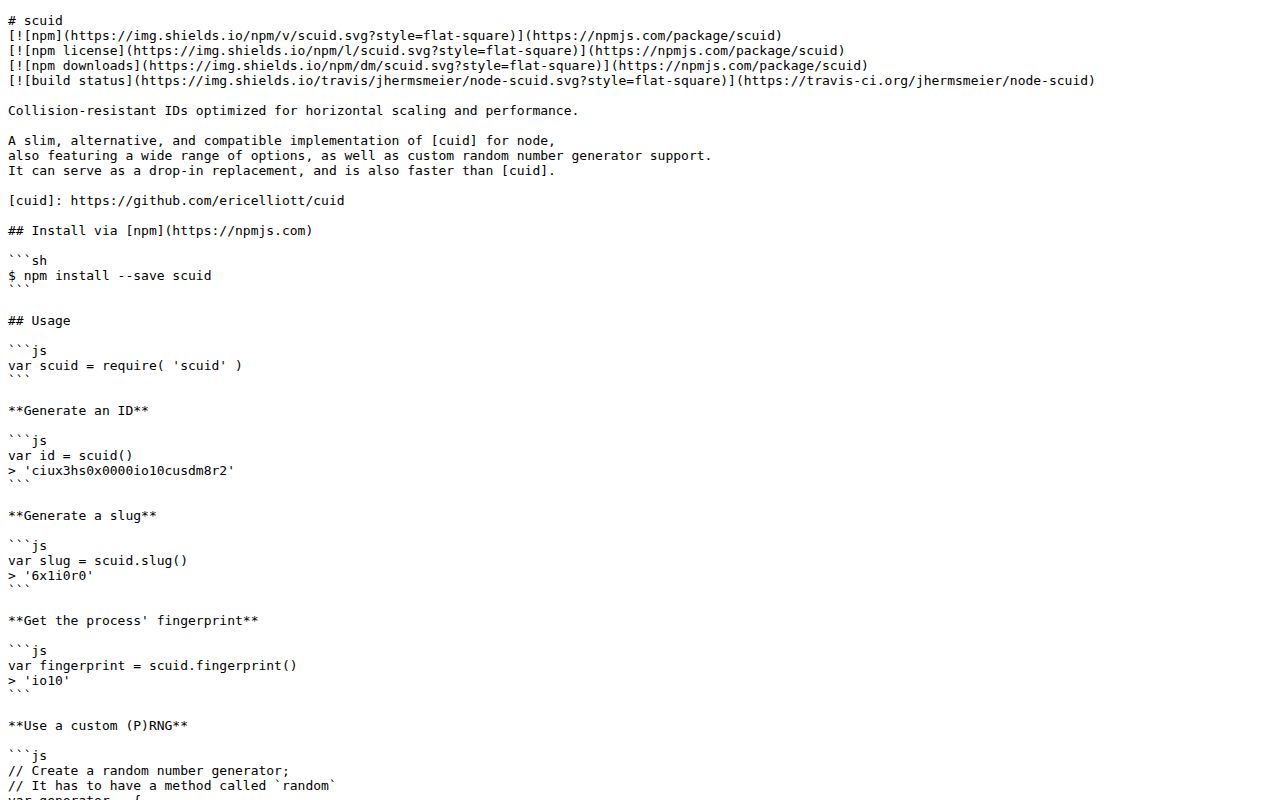 Screenshot of scuid documentation