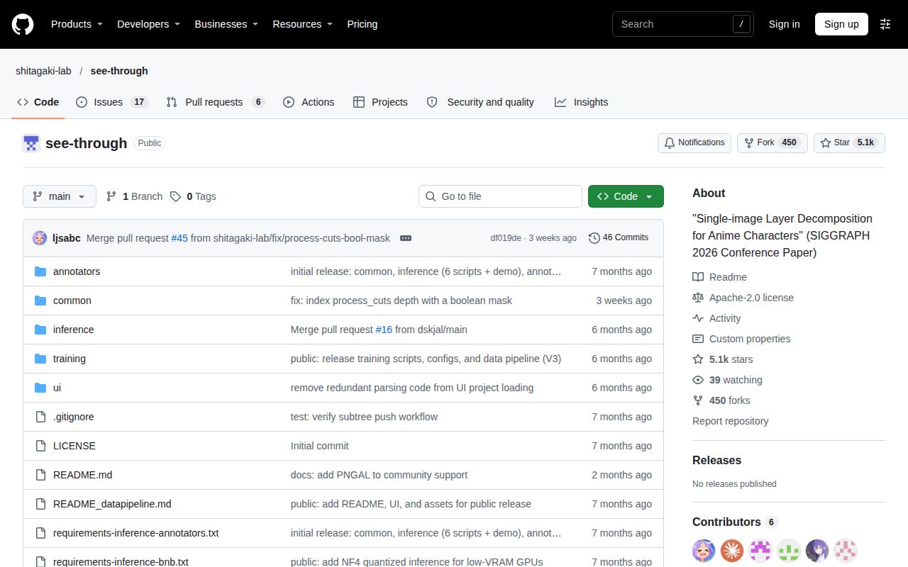 Screenshot of see-through (github.com/shitagaki-lab/see-through)