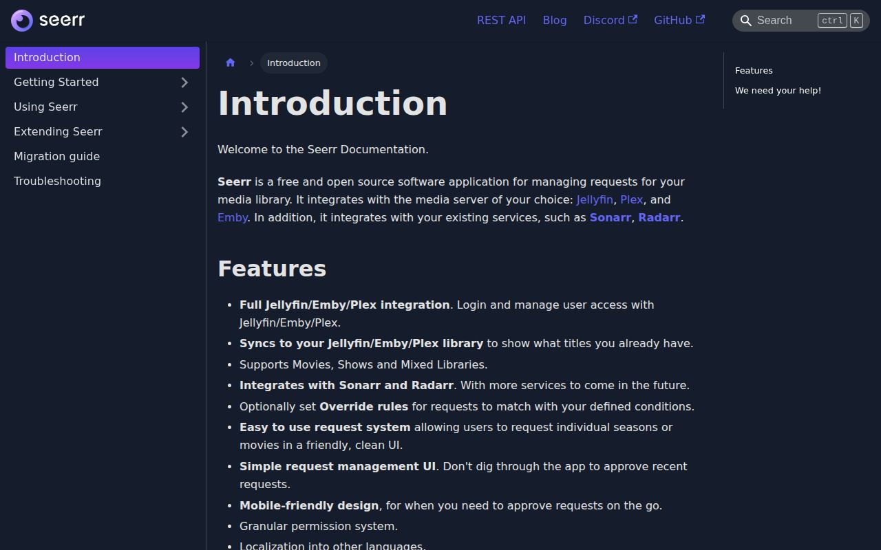 Screenshot of seerr (docs.seerr.dev)
