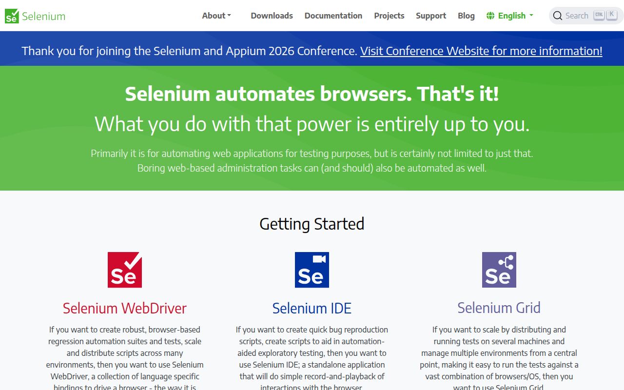 Screenshot of selenium (selenium.dev)