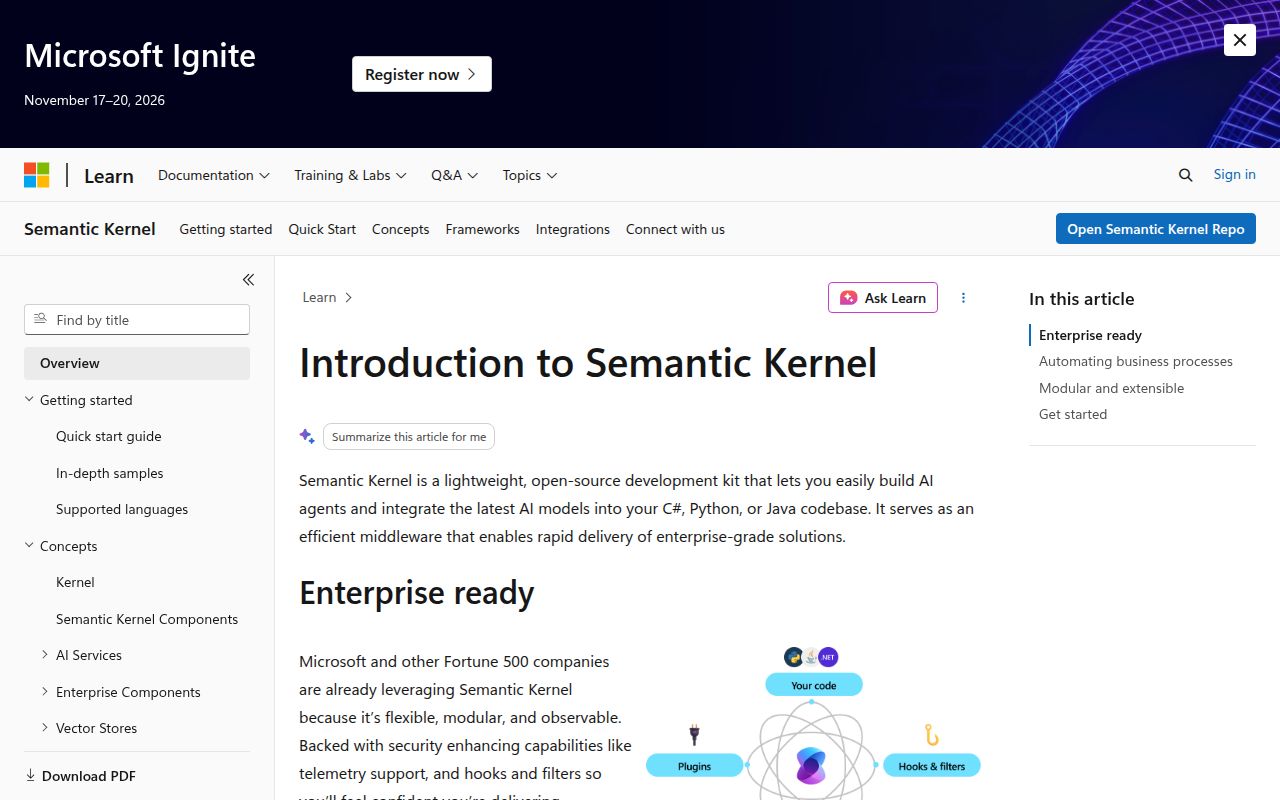 Screenshot of semantic-kernel (aka.ms/semantic-kernel)