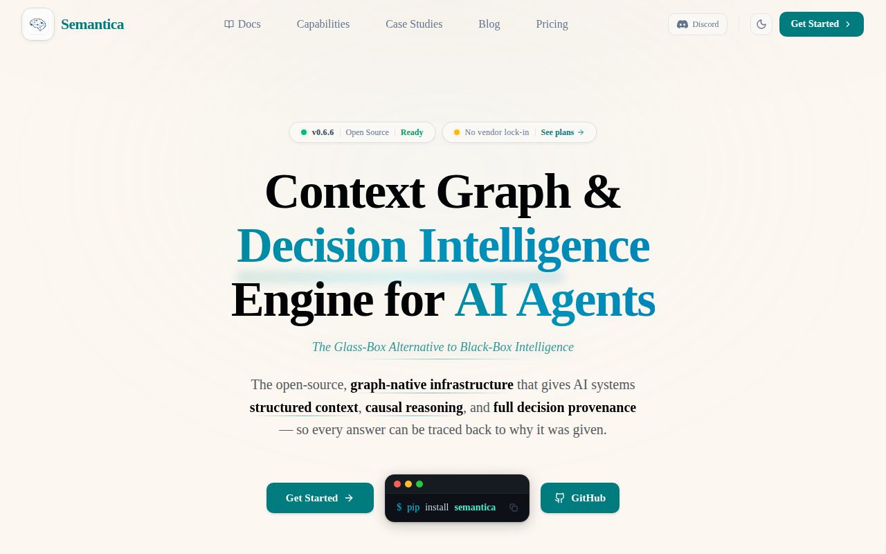 Screenshot of semantica (getsemantica.ai)