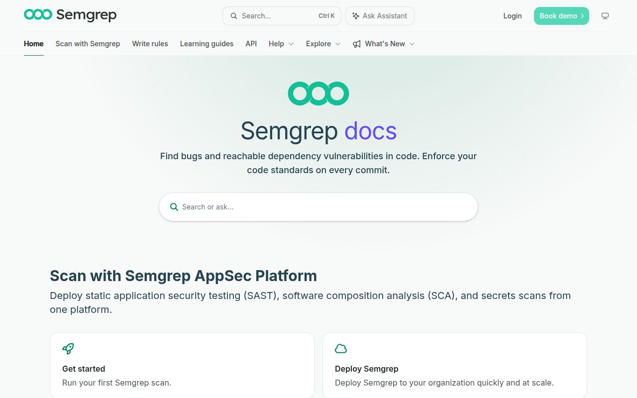Screenshot of semgrep documentation