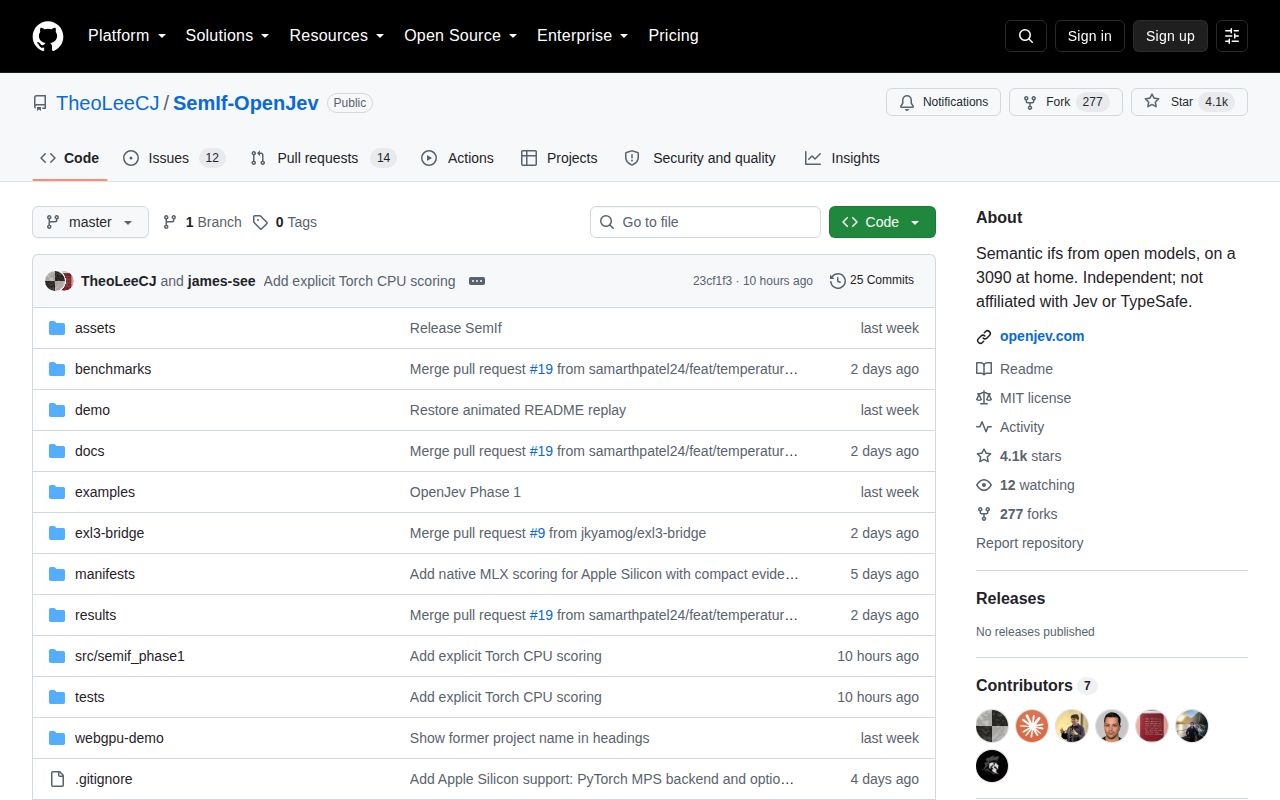 Screenshot of SemIf-OpenJev (github.com/TheoLeeCJ/SemIf-OpenJev)