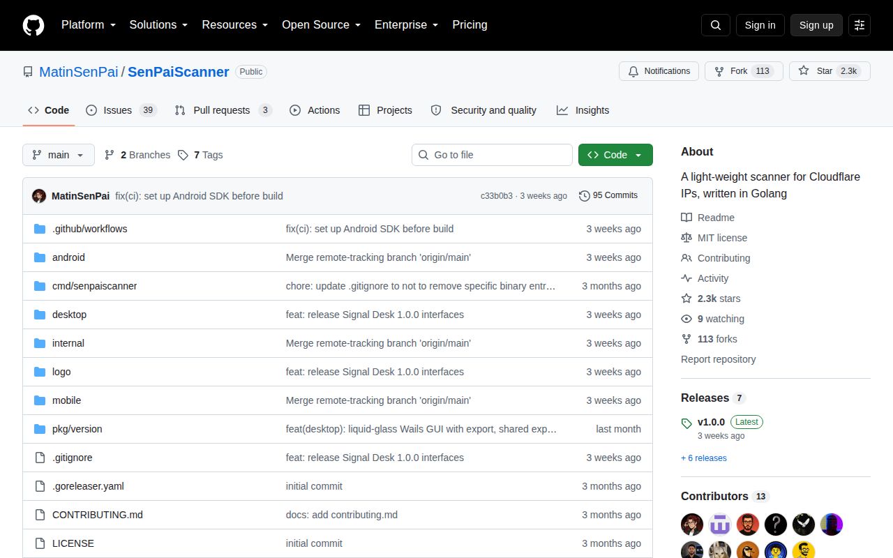 Screenshot of SenPaiScanner (github.com/MatinSenPai/SenPaiScanner)