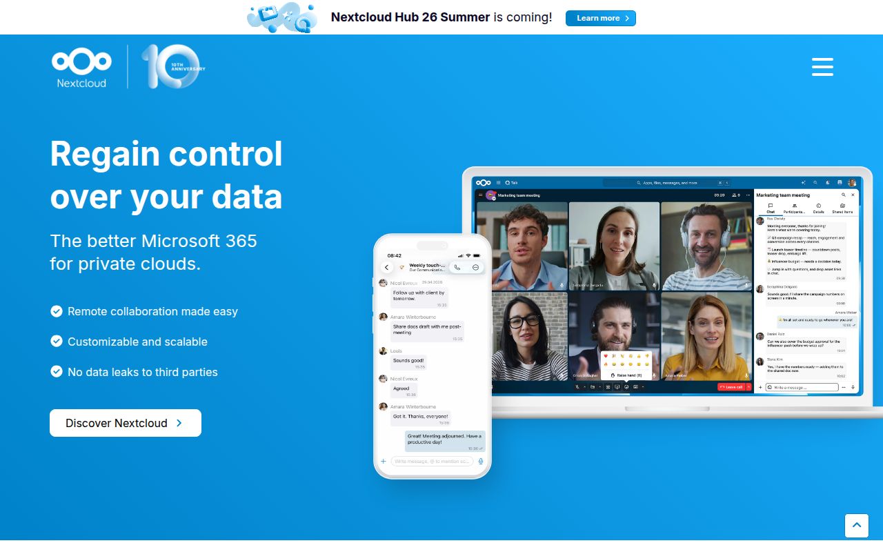 Screenshot of server (nextcloud.com)