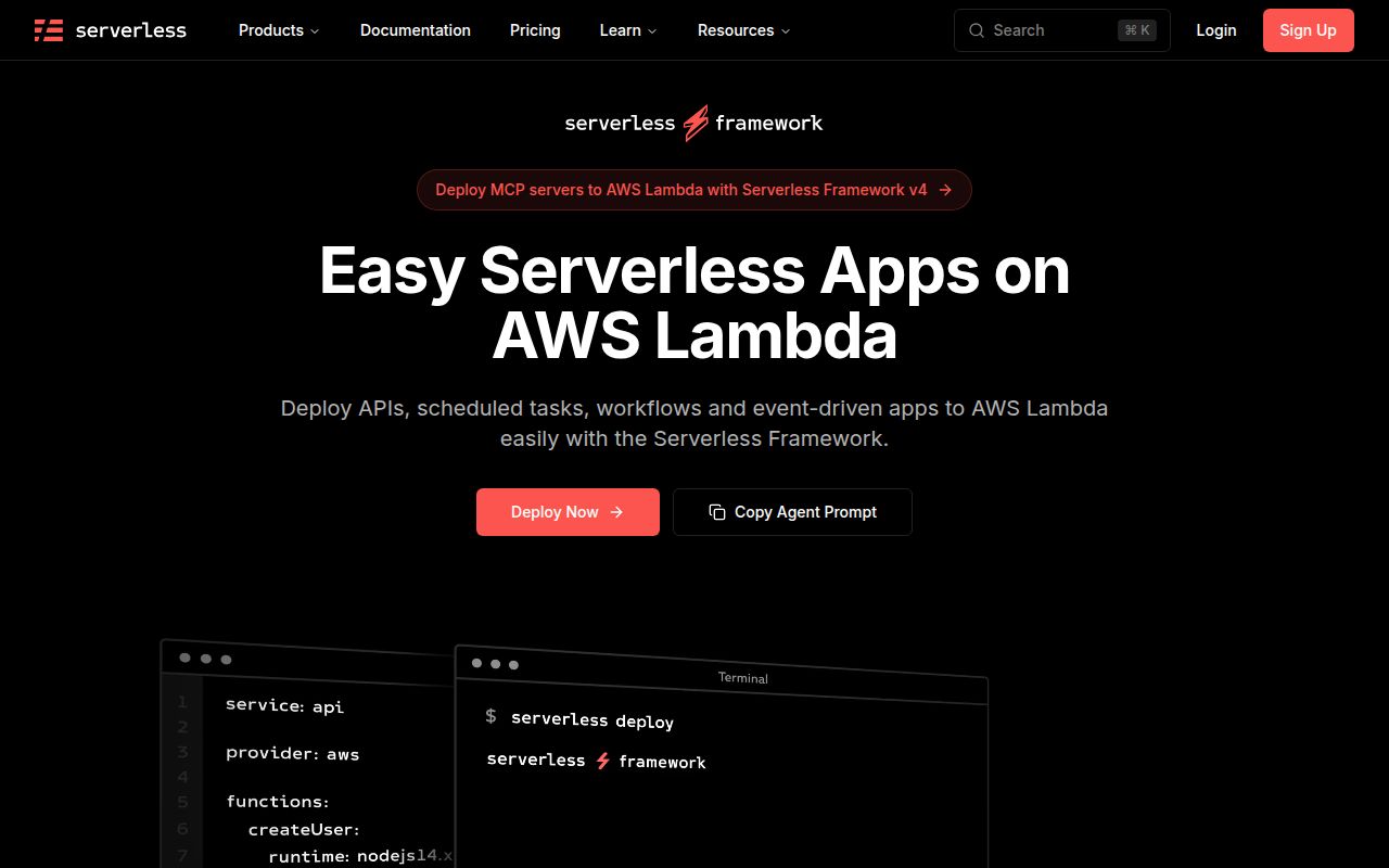 Screenshot of serverless (serverless.com)