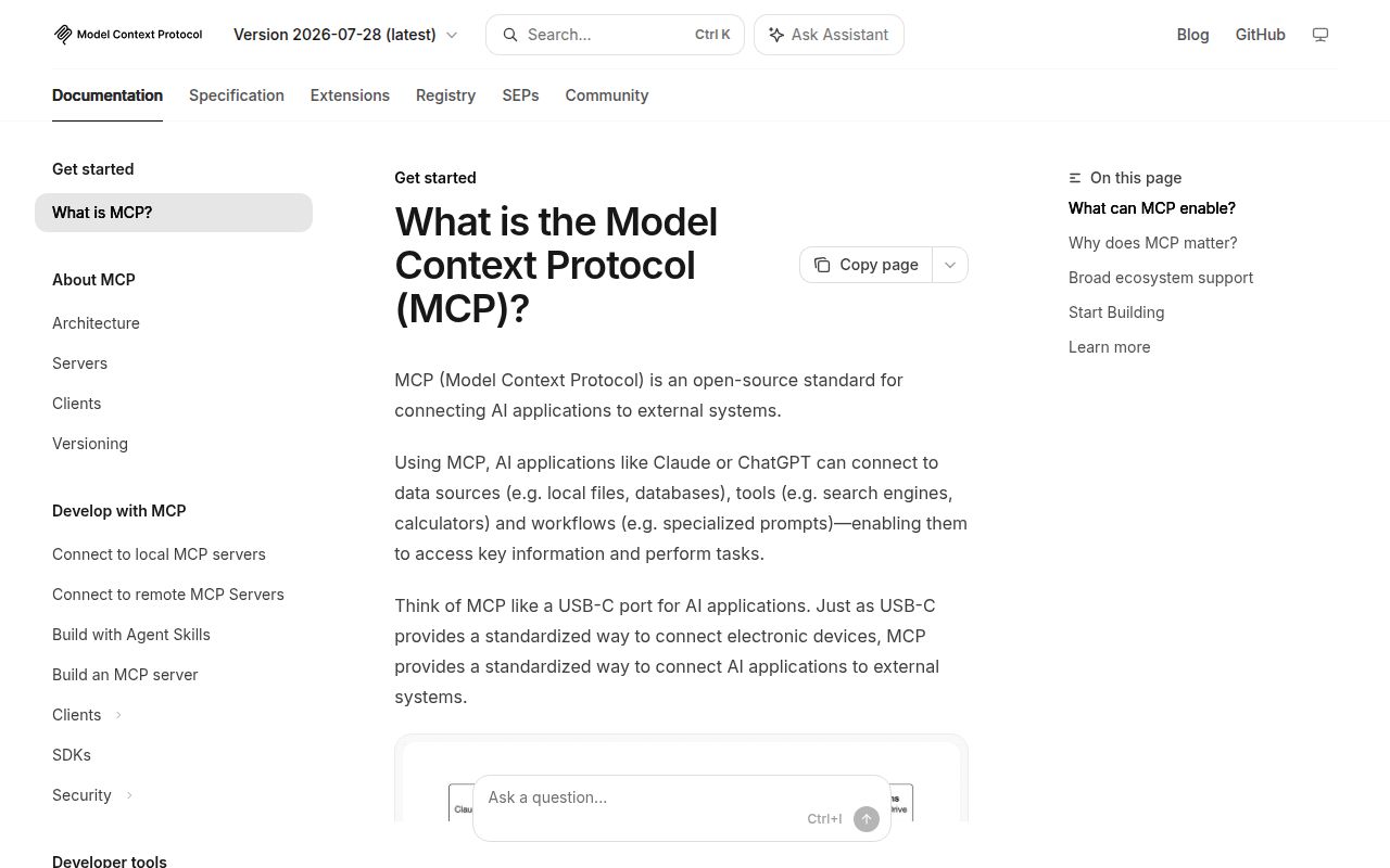 Screenshot of servers (modelcontextprotocol.io)