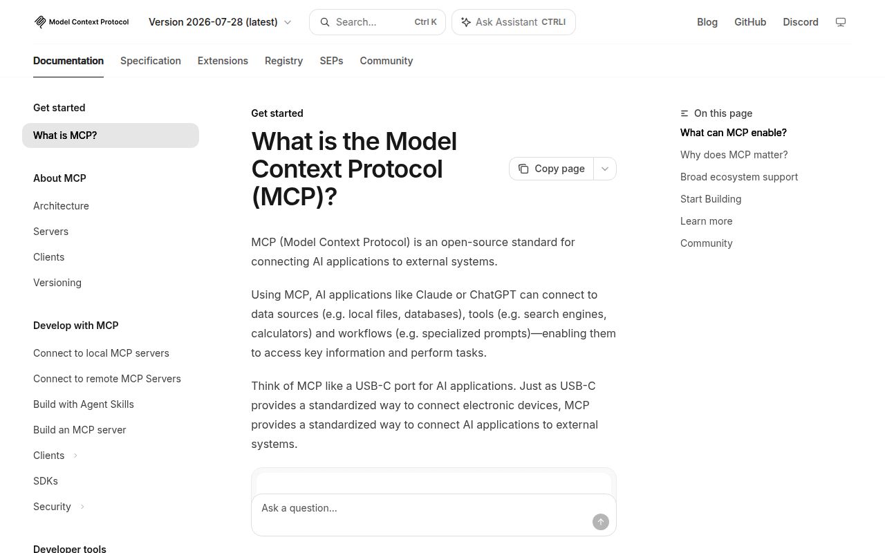 Screenshot of servers (modelcontextprotocol.io)