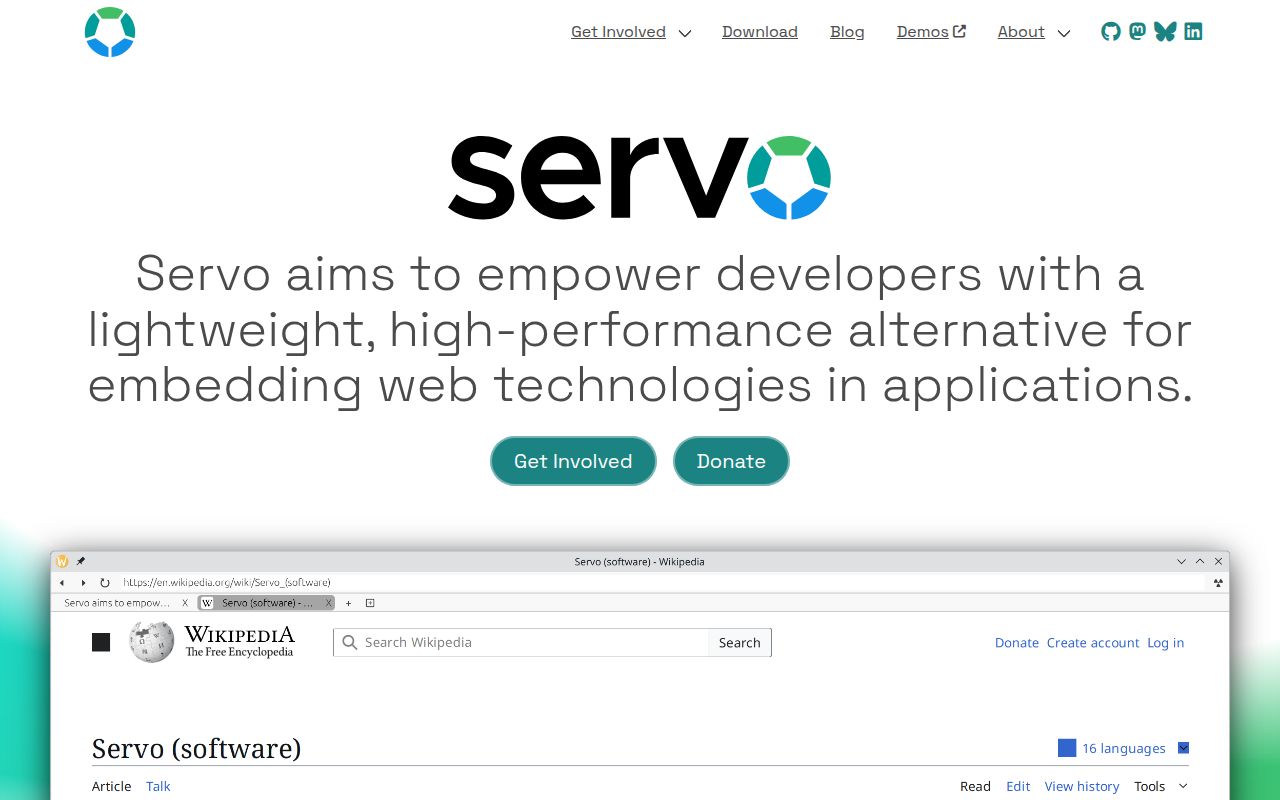 Screenshot of servo (servo.org)