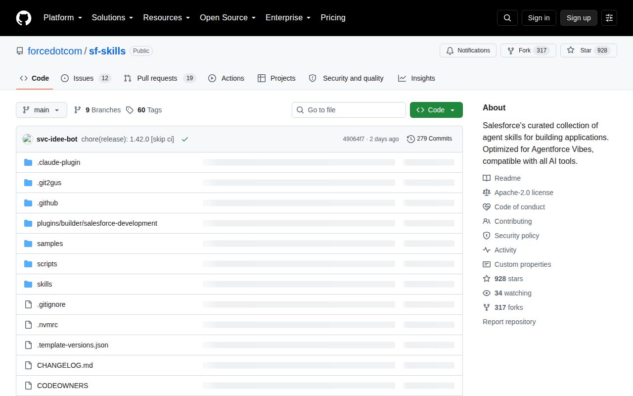 Screenshot of sf-skills (github.com/forcedotcom/sf-skills)