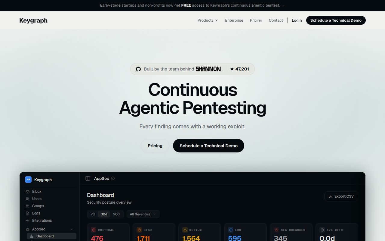 Screenshot of shannon (keygraph.io)
