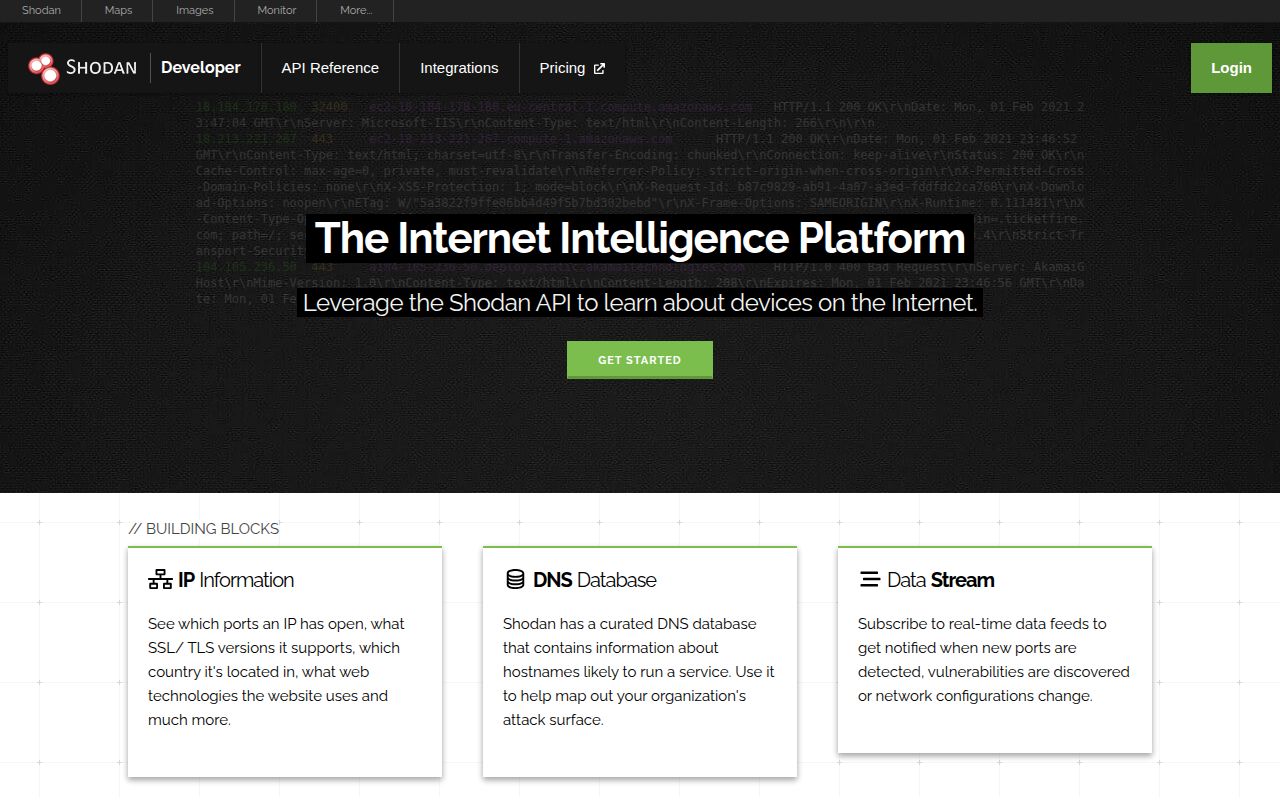 Screenshot of shodan-python (developer.shodan.io)