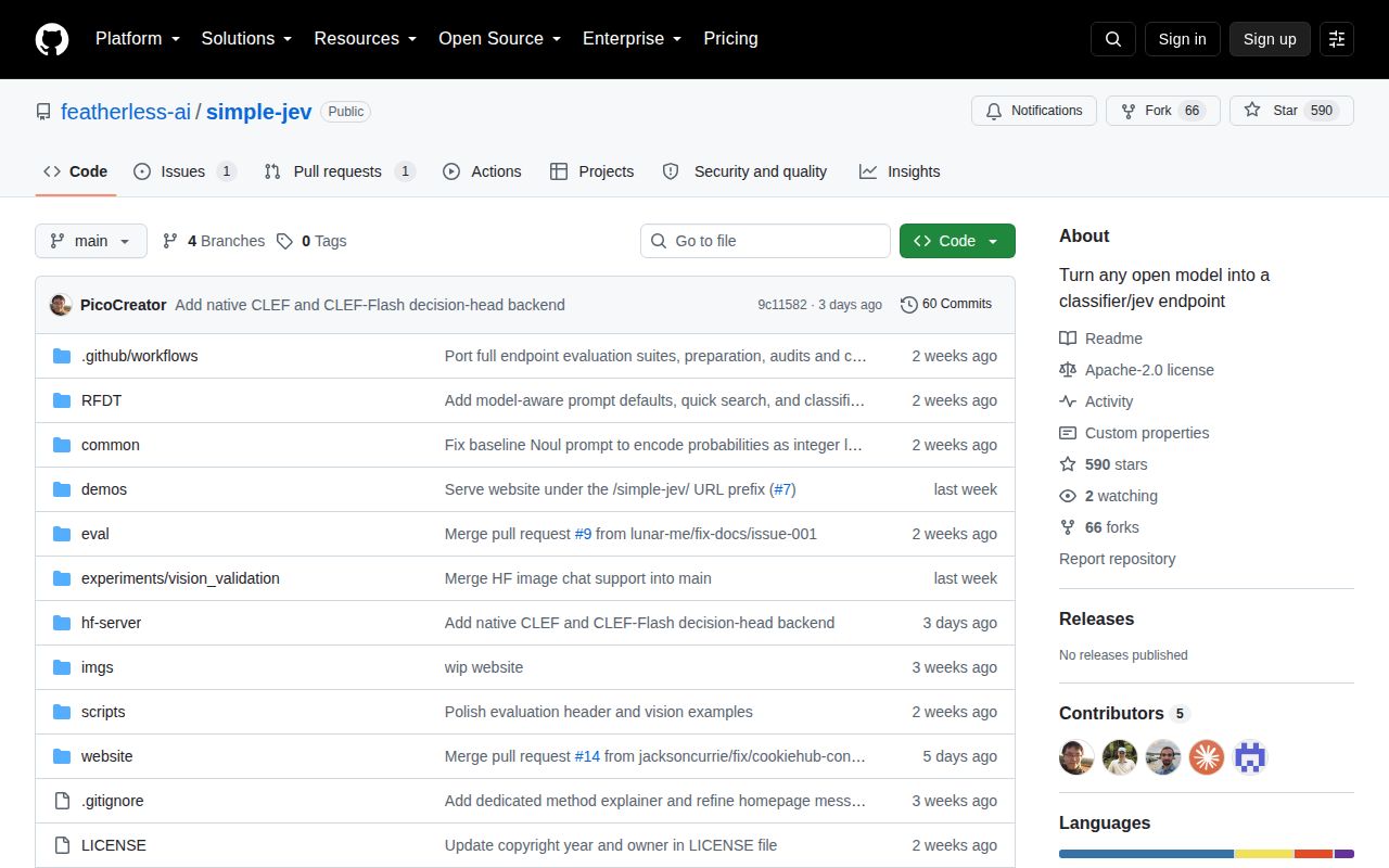 Screenshot of simple-jev (github.com/featherless-ai/simple-jev)