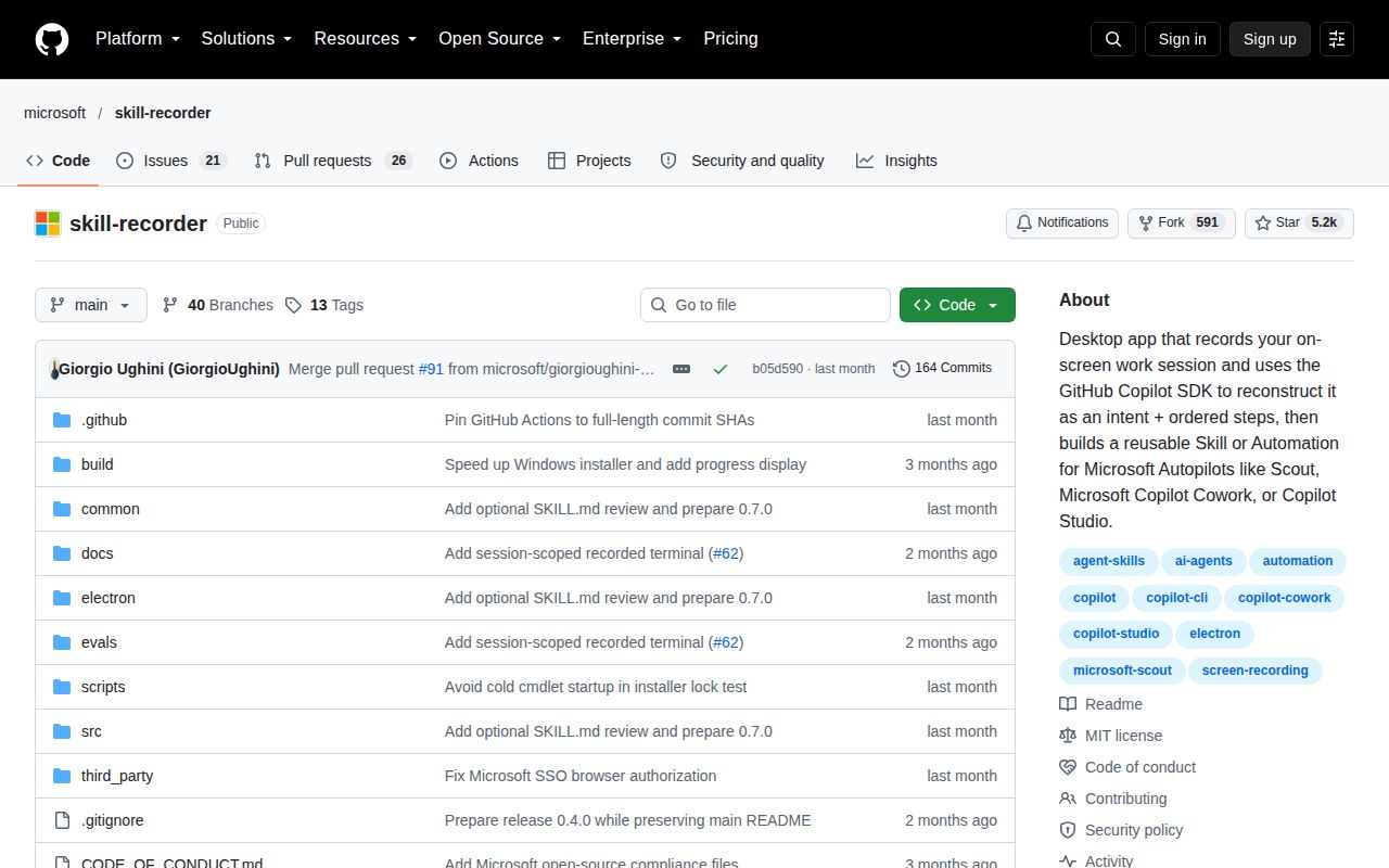 Screenshot of skill-recorder (github.com/microsoft/skill-recorder)