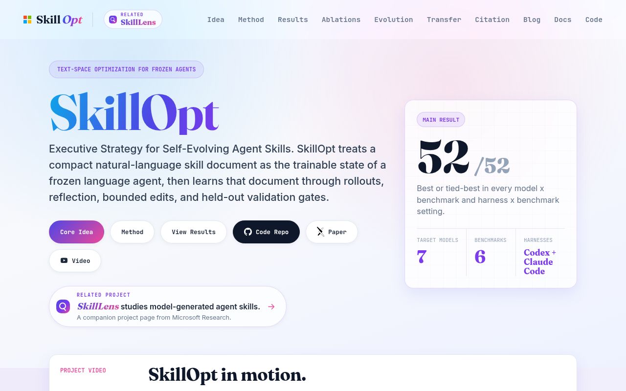 Screenshot of SkillOpt (aka.ms/skillopt)