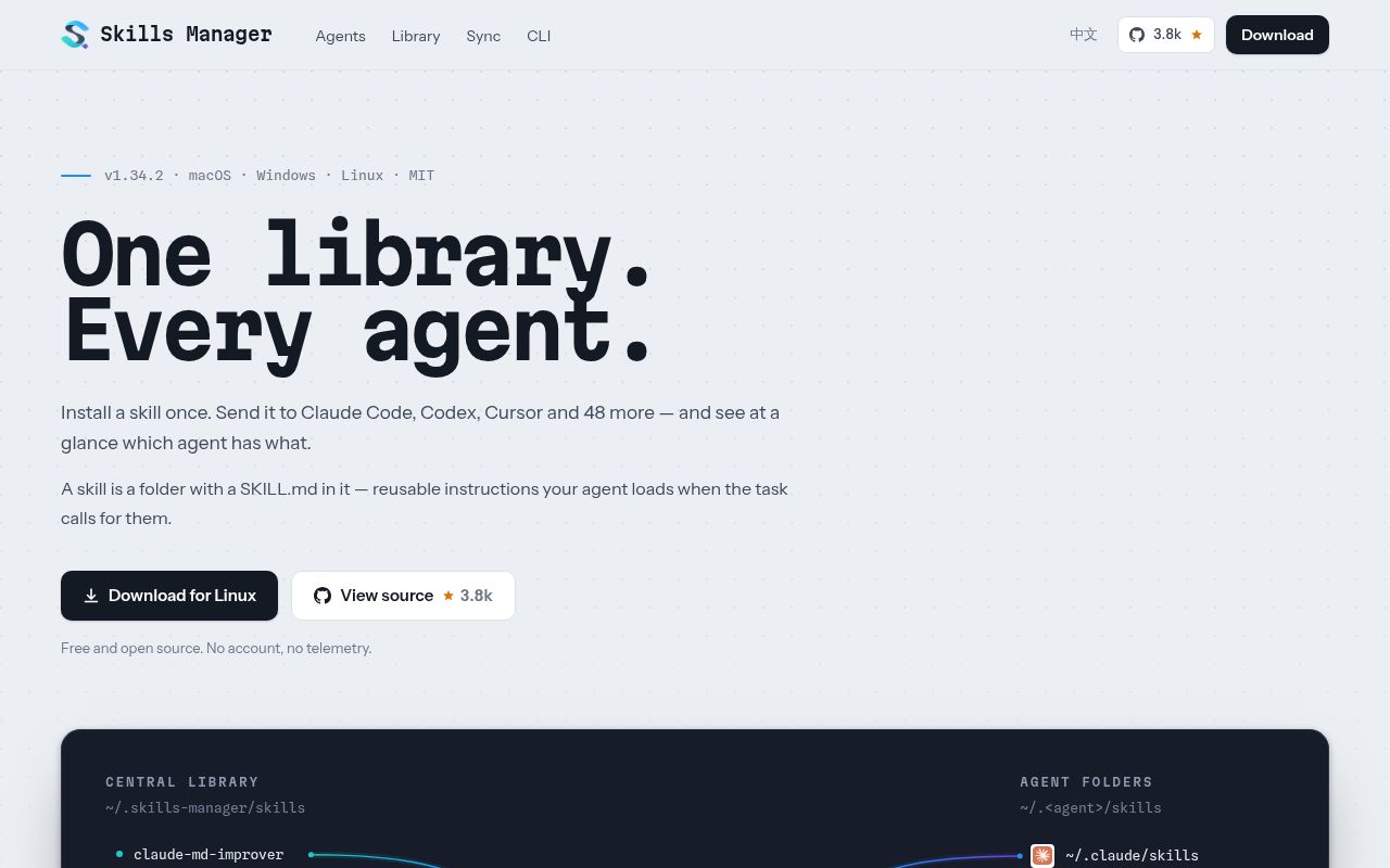 Screenshot of skills-manager (skillsmanager.dev)