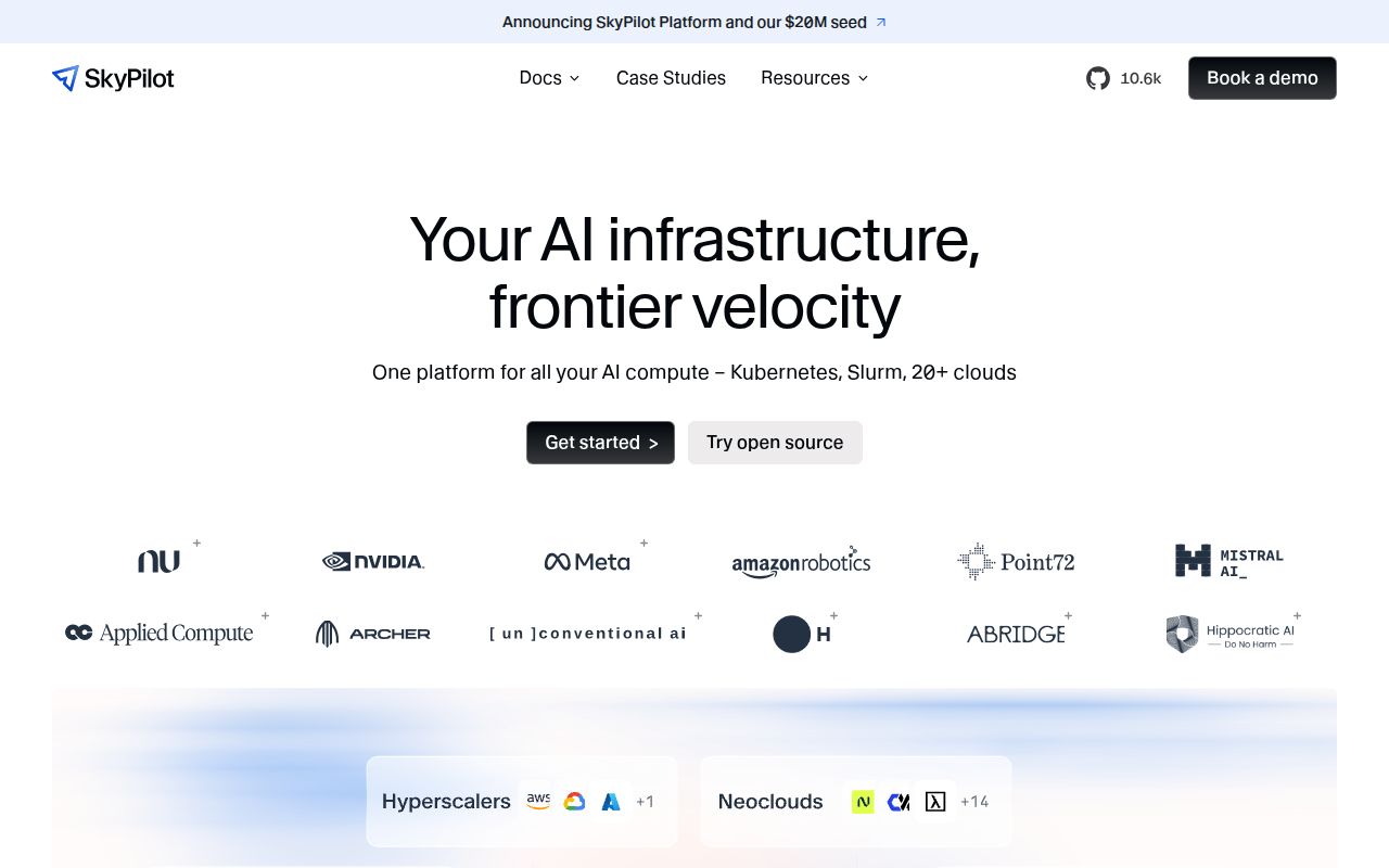 Screenshot of skypilot (skypilot.ai)