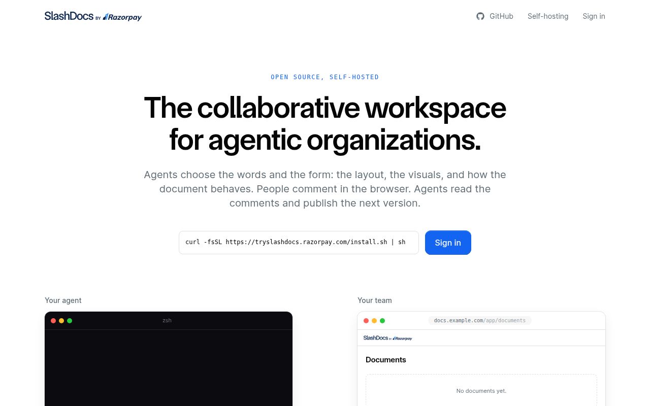Screenshot of slashdocs (tryslashdocs.razorpay.com)