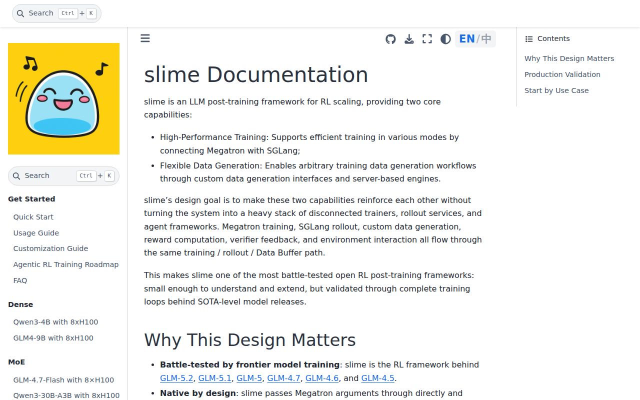 Screenshot of slime (thudm.github.io/slime)