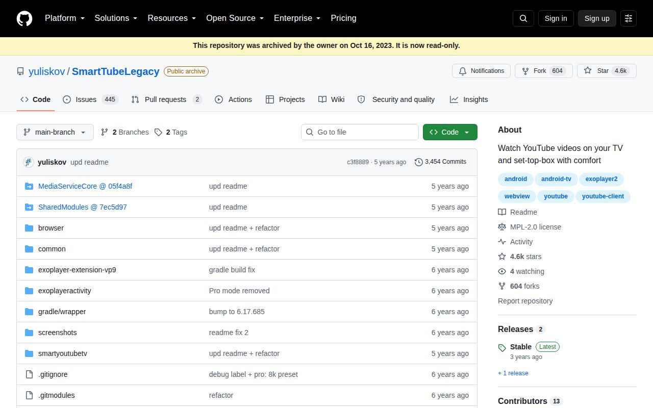 Screenshot of SmartTubeLegacy (github.com/yuliskov/SmartTubeLegacy)