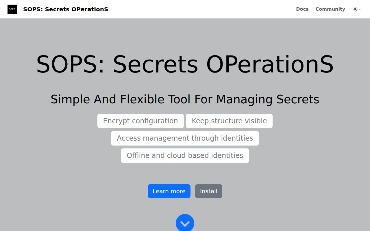 Screenshot of sops (getsops.io)
