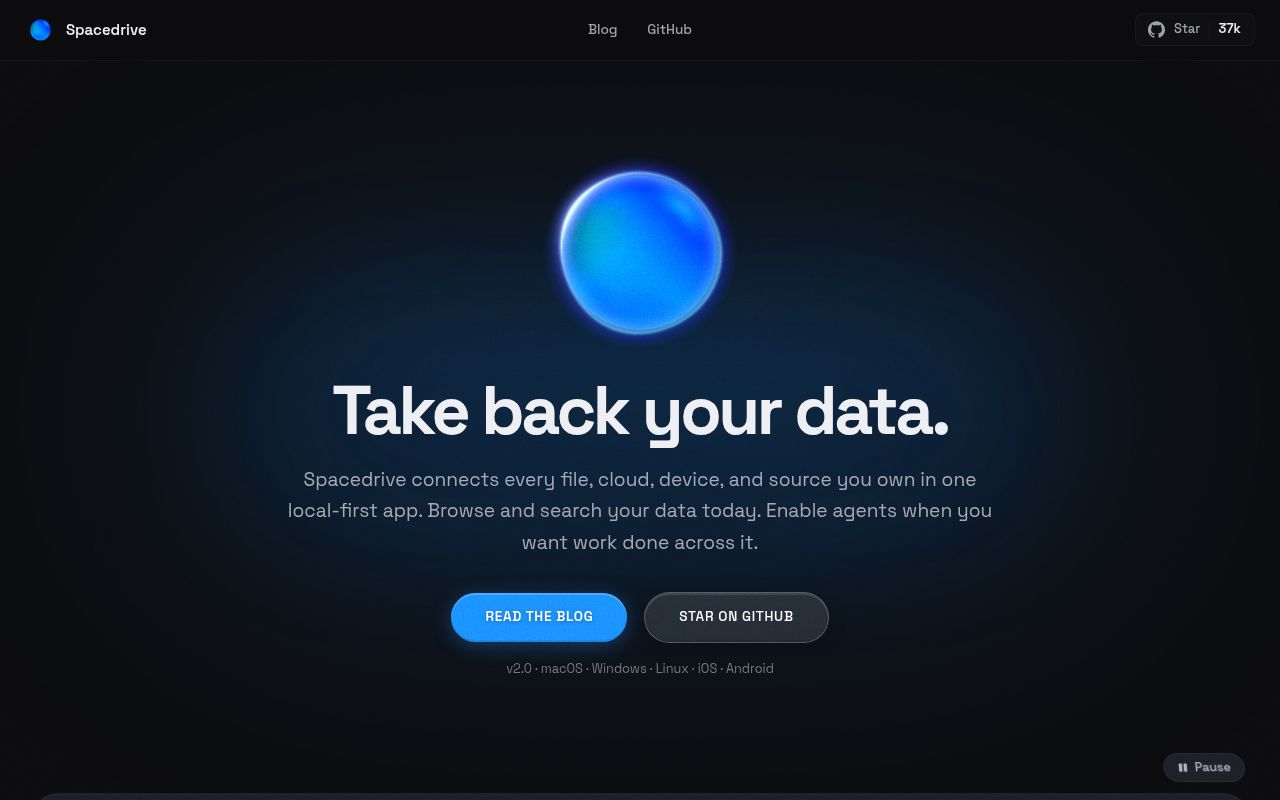 Screenshot of spacedrive (spacedrive.com)