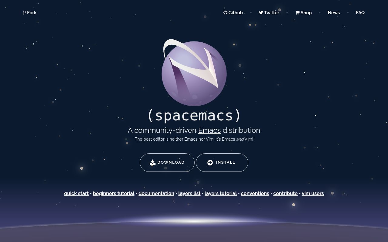 Screenshot of spacemacs (spacemacs.org)