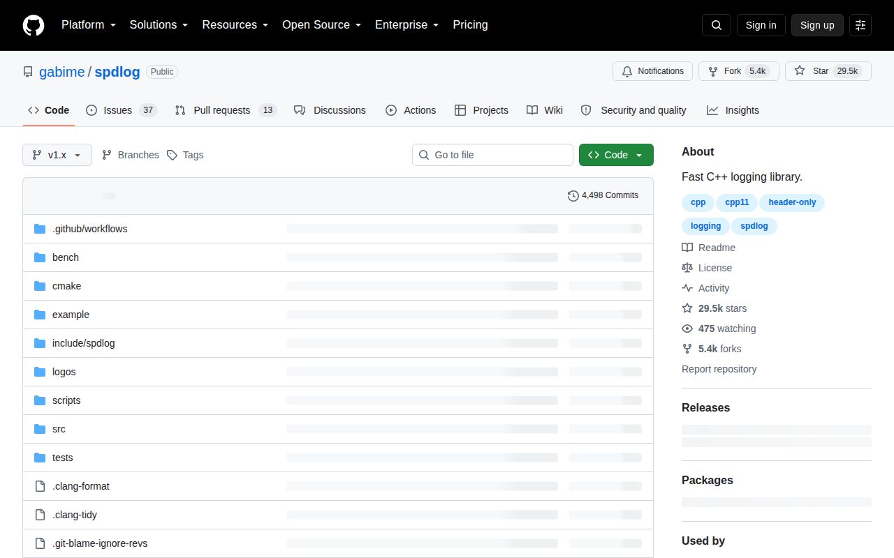 Screenshot of spdlog (github.com/gabime/spdlog)