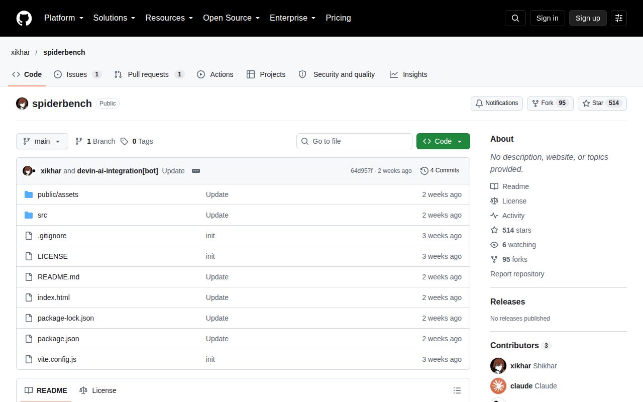 Screenshot of spiderbench (github.com/xikhar/spiderbench)